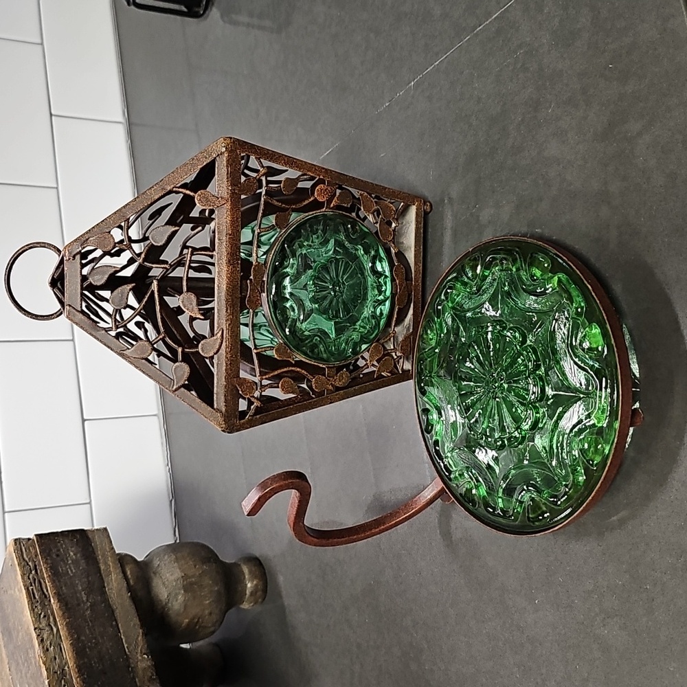 Rustic Lantern with Green Glass Accent by Party Lite